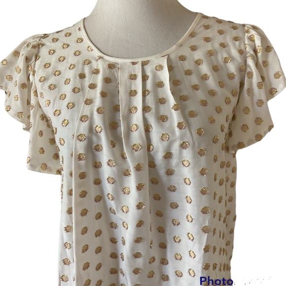 Amadi white with bronze color polka dot blouse - Picture 6 of 7
